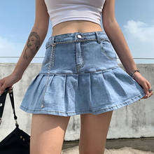 Harajuku Punk Y2K Denim Mini Pleated Skirt Ladies Summer High Waist Jeans Shorts Skirts Women Ruffles Fashion Bottoms 2024 - buy cheap