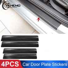 Vehemo 4Pc Black Car Door Plate Stickers Carbon Fiber Look Car Sticker Sill Scuff Cover Anti Scratch Decal Universal For All Car 2024 - buy cheap