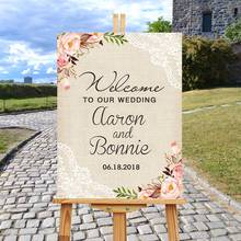 Floral Wedding Welcome Board Welcome To Our Wedding Sign White Signs Personalized Wedding Welcome Sign Wood Custom Wedding Decor 2024 - buy cheap