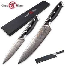 2 Pcs Chef Knife Set Japanese Damascus Kitchen Knives VG10 Japanese Damascus Steel Luxury Cooking Tools Home Design NEW Style 2024 - buy cheap