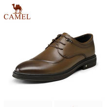 CAMEL-zapatos de vestir de cuero genuino para hombre, calzado de negocios con suela suave, con encaje, a la moda, para primavera y otoño, 2021 2024 - compra barato