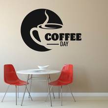 Vinyl Decal Coffee Day Text Wall Sticker For Cafe Coffee Shop And Kitchen Wall Art Decoration A001475 2024 - buy cheap