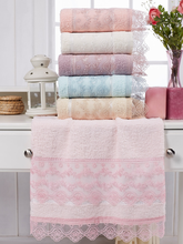 6 Pcs 50x90cm %100 Cotton Face Towel, Plain Dyed, With Lace, Solid Woven Unisex Super Absorbent Soft Home Textile 2024 - buy cheap