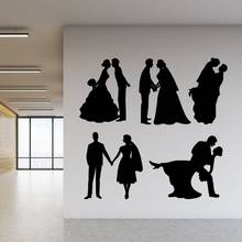 Different Couple Wedding Silhouette Wall Sticker Decal Wedding Sticker Home Bedroom Wall Art Decoration A00581 2024 - buy cheap