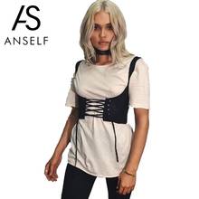 Anself Women Lace Up Waistband Corset Belt Bustiers Curve Shaper Tie Up Back Zipper High Waist Belt Plus Size XL Crop Top Female 2024 - buy cheap