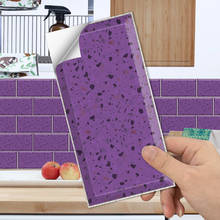 Adesivo decorativo roxo telha de cristal, decalque decorativo à prova de umidade decorar parede de cozinha banheiro 2024 - compre barato
