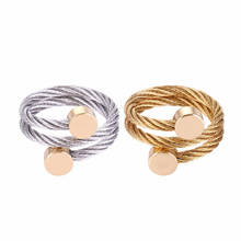 Chran requintado ajustado cabo de aço inoxidável anéis de casal para mulheres 2024 - compre barato