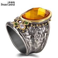 DreamCarnival1989 Pillow Cut Zirconia Ring Women Wide Thick Thumb Gothic Light Brown Vintage Fashion Jewelry Dating Gift WA11712 2024 - buy cheap