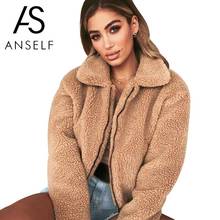 Anself Teddy Bear Coat Women Faux Fur Coat Female 2020 Autumn Elegant Loose Thin Outwear Zipper Overcoat Teddy Jacket female 3XL 2024 - buy cheap