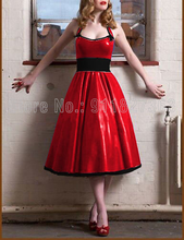 100% vestido de látex natural de borracha de látex puro sexy moda vermelho e preto elegante vestido de noite personalizado 2024 - compre barato
