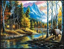 Full Embroidery Counted Cross Stitch Kits Needlework - Crafts 14 ct Aida DIY Arts Handmade Decor Oil painting - Peaceful Setting 2024 - buy cheap