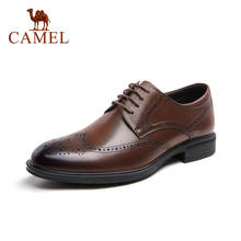 CAMEL Business Formal Brogue Shoes Men Wedding Shoess British Trend Casual Genuine Leather Shoes Men 2021 New Autumn Winter 2024 - buy cheap