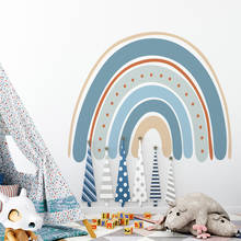 Pegatinas de pared de arcoíris de dibujos animados para habitaciones de niños, Mural de decoración del hogar, pegatinas de guardería, combinación de papel tapiz divertido 2024 - compra barato