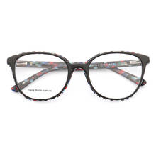 Women Round Eyeglasses Frames for Women oversized Vintage eyeglass frame Cateye Acetate Glasses Retro Fashion Eyewear Blue Pink 2024 - buy cheap