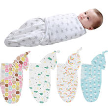 Faixa de dormir para bebê recém-nascido, 2 peças, saco de dormir fofo, cobertor, envoltório confortável para dormir, musselina + chapéus 2024 - compre barato