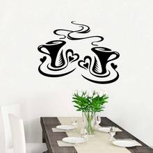 Adesivo decorativo de parede de café, adesivo adorável para cozinha e cafeteria decoração removível a002765 2024 - compre barato