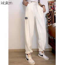 KLALIEN fashion high street casual sport pant women white high wasit Drawstring loose female Harem Pants cotton women trousers 2024 - buy cheap