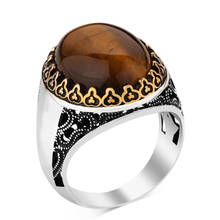 925 Sterling Silver Brown Tiger Eye Stone Men's Ring For Men Quality Luxury Jewelry Charming Elegant New Extraordinary Special 2024 - buy cheap