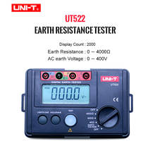 Medidor Digital de tierra UNI-T UT522, 0-400V, 0-4000 Ohm, CA, probador de resistencia de aislamiento con retención de datos y pantalla LCD de retroiluminación 2024 - compra barato