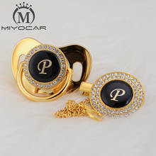 MIYOCAR name Initial letter P elegant silver bling pacifier and pacifier clip BPA free dummy bling unique design LP 2024 - buy cheap