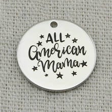 Colgante grabado de All American Mama, joyería Bohemia, regalo de Año Nuevo DIY,22mm,5 unids/lote 2024 - compra barato