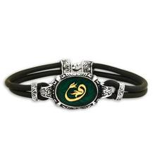 Pulsera de plata de ley 925 para hombre con alfabeto árabe verde esmaltado y diseño de tulipán 2024 - compra barato