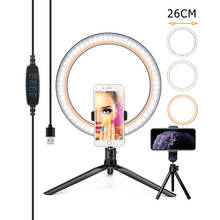 26/16CM Photography Lighting Phone Ringlight Tripod Stand Photo Led Selfie Remote Control Ring Light  Lamp Fill Youtube Live 2024 - buy cheap