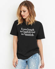 Camiseta feminina, camisa de verão, estampa divertida e casual, em inglês e espanhol, 100% algodão 2024 - compre barato
