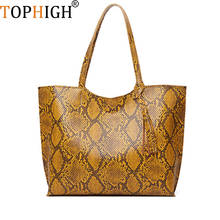TOPHIGH Fashion Tote Clutch Ladies Bag Snake Pattern Leather Bags Women Hand Bag Girl Shopping Bag for Party 2022 - buy cheap