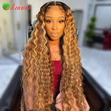 13x4 Lace Front Human Hair Wigs For Black Women Deep Wave Curly Frontal Wig Brazilian Afro Curls Full Long 30'' Blonde Colored 2024 - buy cheap