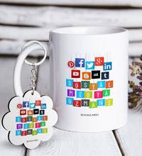 Personalized Professional Social Media Specialist White Mug and Keychain Gift Seti-1 2024 - buy cheap