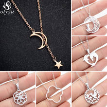 Multiple Stainless Steel Necklaces for Women Simple Geometric Star Moon Cat Birds Flower Necklace Animal Jewelry bijoux Gift 2024 - buy cheap