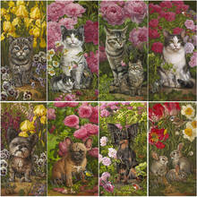 Large full square/round 5D DIY diamond painting flower animals cats dog Embroidery Pattern Cross stitch kit mosaic home decor 2024 - buy cheap