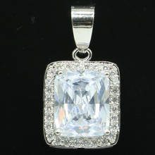 25x14mm Pretty Created White Sapphire White CZ Gift For Sister Silver Pendant 2024 - buy cheap