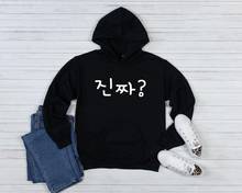 Sugarbaby New Arrival Jinjja Korean hangul word Hoodie Korean Fashion K-pop Cotton Hoody Unisex Spring Outfit Drop Ship 2024 - buy cheap