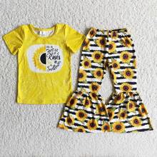 Spring Fall Girls Wear Summer Short Sleeve Outfit  Baby Floral Letter Stripe Print  Kids Bells Clothes 2024 - buy cheap