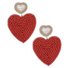 ZHINI New Bohomia Statement Heart Earrings For Women Fashion Imitation Pearls Beads Dangle Earring Jewelry Brincos 2020 2024 - buy cheap
