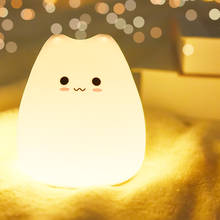 LED Night Light Cat Lamp Sensor Silicone Soft Baby Children Kids Nursery Beside Lampe Bedroom Room Gift Toy RGB veilleuse enfant 2024 - buy cheap