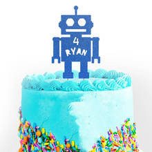 Персонализированный робот, Android Робот, топпер для торта, индивидуальное имя машины, украшение для вечерние, десерт, зубочистка 2024 - купить недорого