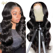 Малазийский парик с объемными волнами 13x4, парики из человеческих волос на сетке спереди для черных женщин, парики Urfirst Remy, предварительно выщипанные 2024 - купить недорого