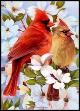 Cardinals and Flowers - Counted Cross Stitch Kits - Handmade Needlework Embroidery 14 ct Aida Cross Stitch Sets 2024 - buy cheap