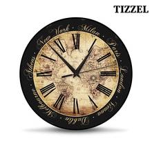 Reloj de pared de flores rojas tizzel, reloj de pared de madera vintage, diseño moderno, estilo antiguo para el hogar, sala de estar, cocina, 30 cm 2024 - compra barato