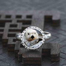 925 Sterling silver Ring Sea otter jewelry adjustable wedding 2024 - buy cheap