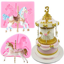 Carousel Horse Silicone Mold Baby Birthday Fondant Cake Decorating Tools Cookie Candy Chocolate Gumpaste Mould Soap Resin Moulds 2024 - buy cheap