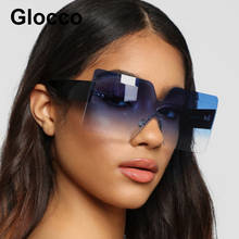 Trendy Rimless Square Sunglasses Women Retro Oversized Shades Plastic Clear Lens Blue Gradient Sun Glasses Female Vintage Oculos 2024 - buy cheap