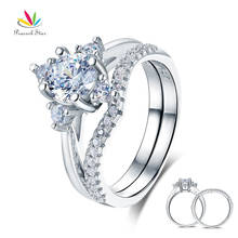 Plata 925 sólida de estrella de pavo real, conjunto de anillo de compromiso de boda de 1 Ct, joyería de corte redondo CFR8312, 2 uds. 2024 - compra barato