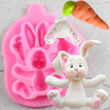 Moldes de silicona con diseño de conejo de pascua, moldes de silicona con diseño de conejo de pascua, material polimérico para decoración de tartas con Fondant 2024 - compra barato