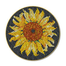 Carpet embroidery Hook Rug Kit DIY Needlework Sets Unfinished Crocheting Yarn Latch Hook Rug Kit Picture Carpet Set Sunflower 2024 - buy cheap