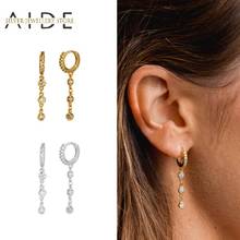 AIDE 925 Sterling Silver Zircon Tassel Pendientes Hoop Earrings For Women Trendy Piercing Huggie Earings Fine Jewelry kolczyki 2024 - buy cheap