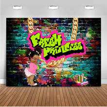 The fresh princess graffiti wall backdrop for photography Daikin chain little girl photo background happy birthday party decor 2024 - buy cheap